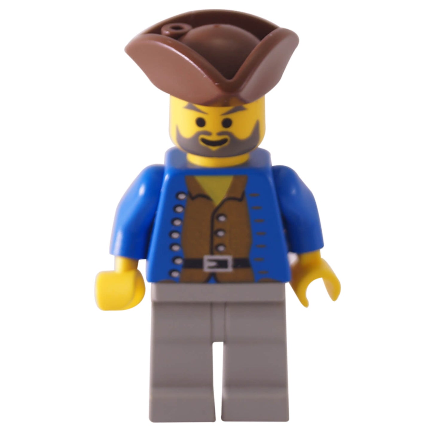 LEGO Pirate Minifigure pi037 with Brown Tricorne Hat and Blue Jacket