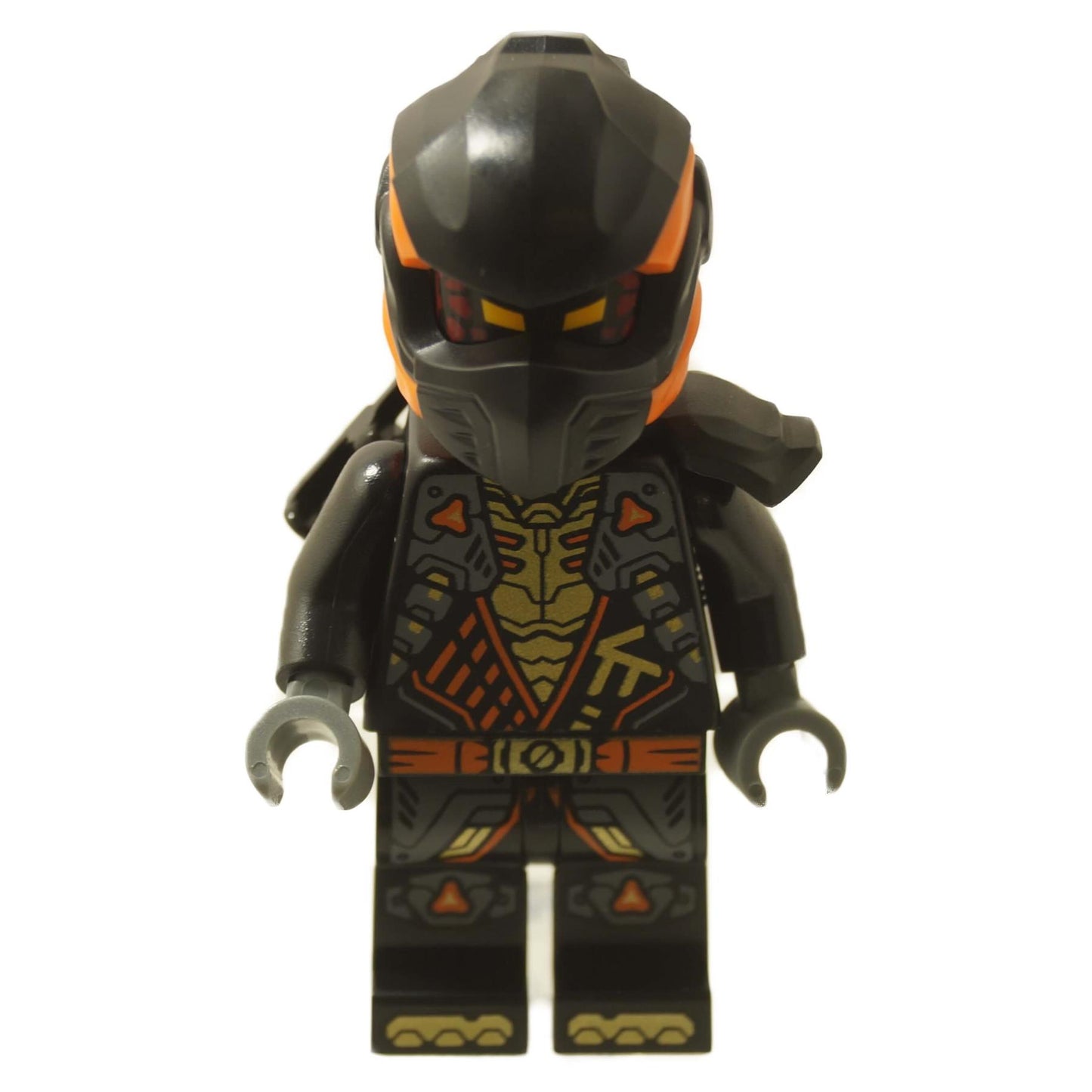 LEGO® NINJAGO® Cole minifigure from Dragons Rising Season 3 with tunic, shoulder armor, head wrap, and scabbard