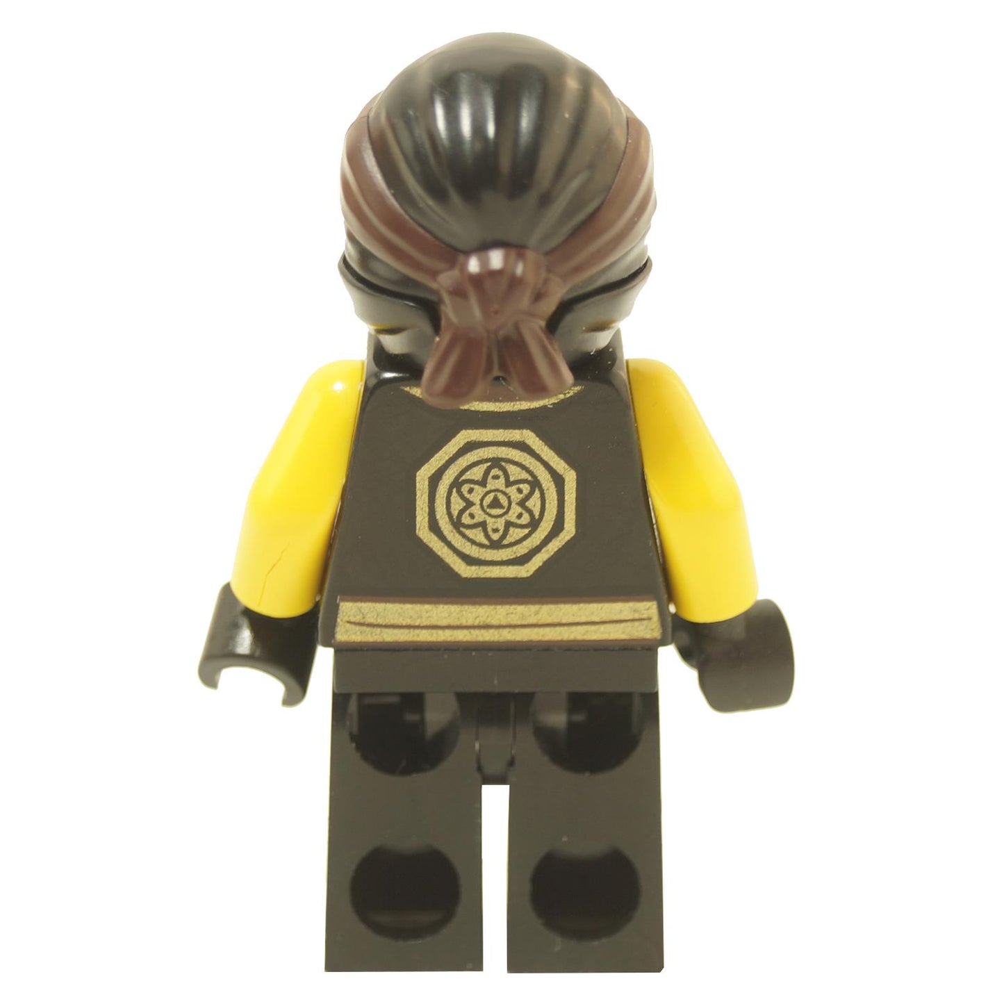LEGO® Cole The LEGO Ninjago Movie minifigure njo0363 back view with black torso and gold emblem print close-up