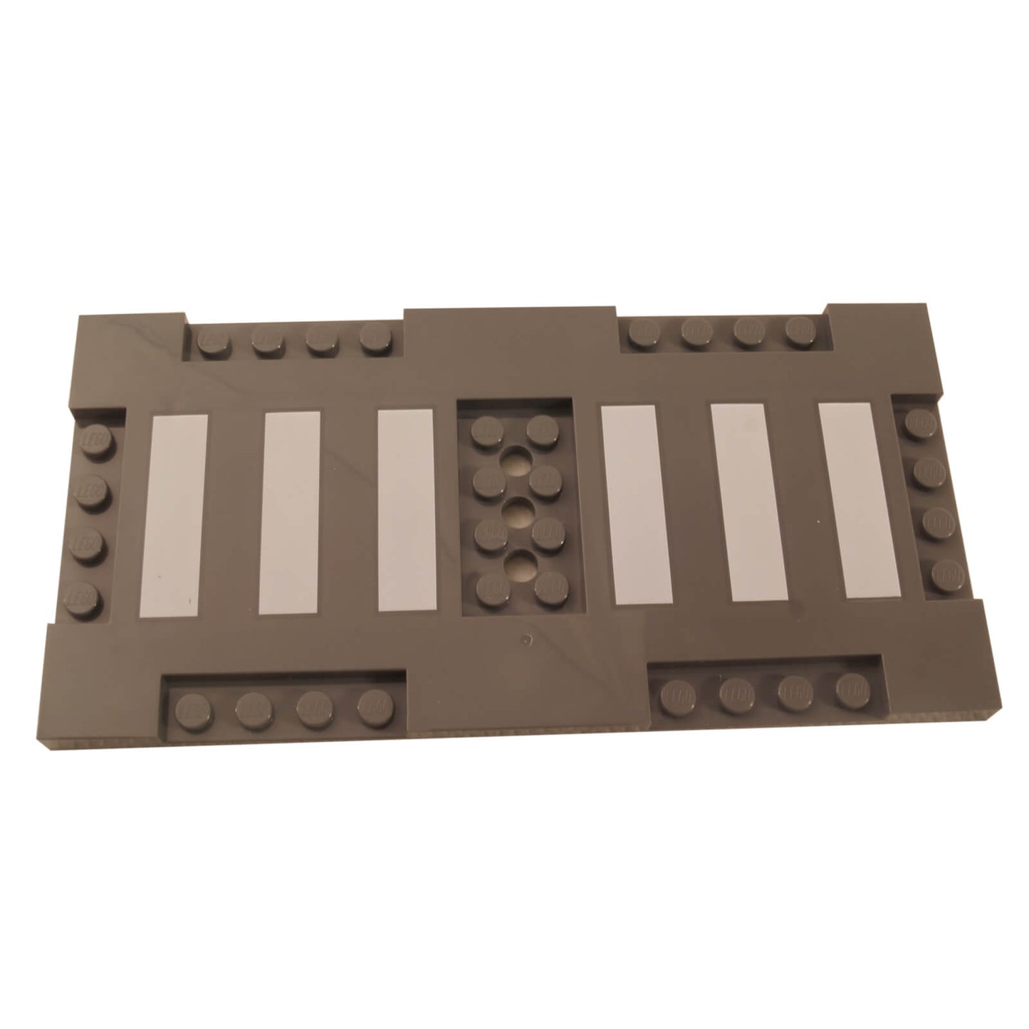 LEGO® dark bluish gray crosswalk brick 71772pb01 with six white printed stripes