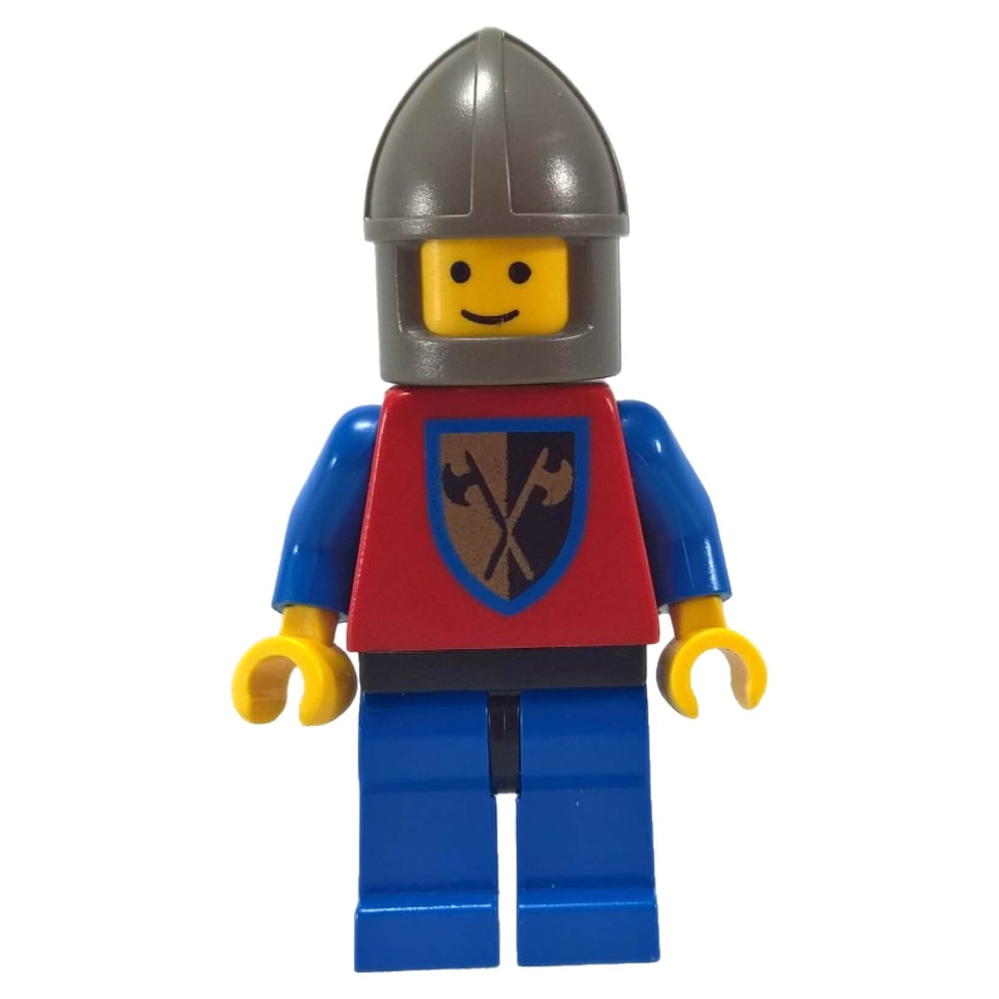 LEGO® Crusader Axe Knight minifigure cas107 with blue legs and dark gray chin guard