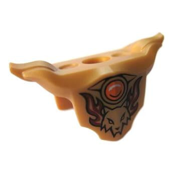 Armure LEGO or perlé avec tête de loup et Fire Chi, vue de face