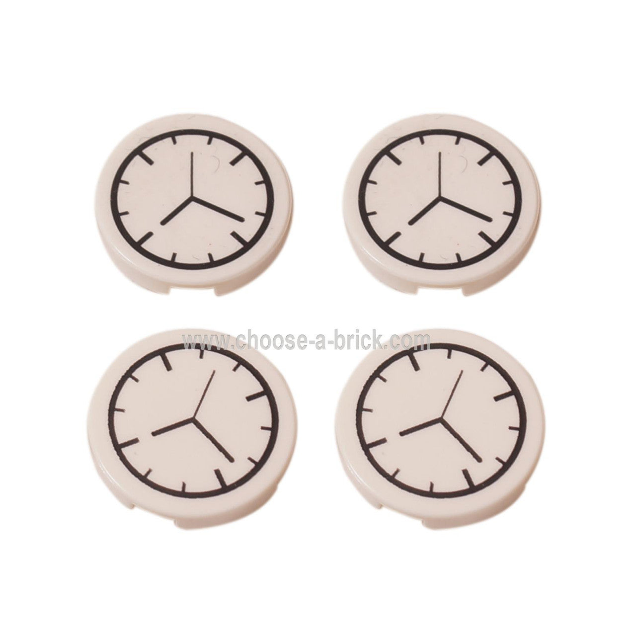 LEGO Piezas -Blanco Azulejo, Redondo 2 x 2 con Patrón de Reloj