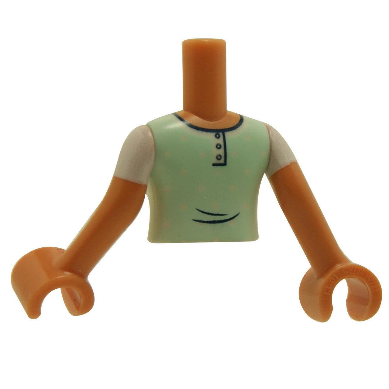 Torso Mini Doll Woman Light Aqua Scrubs Top with White Dots and Silver Pendant Necklace Pattern