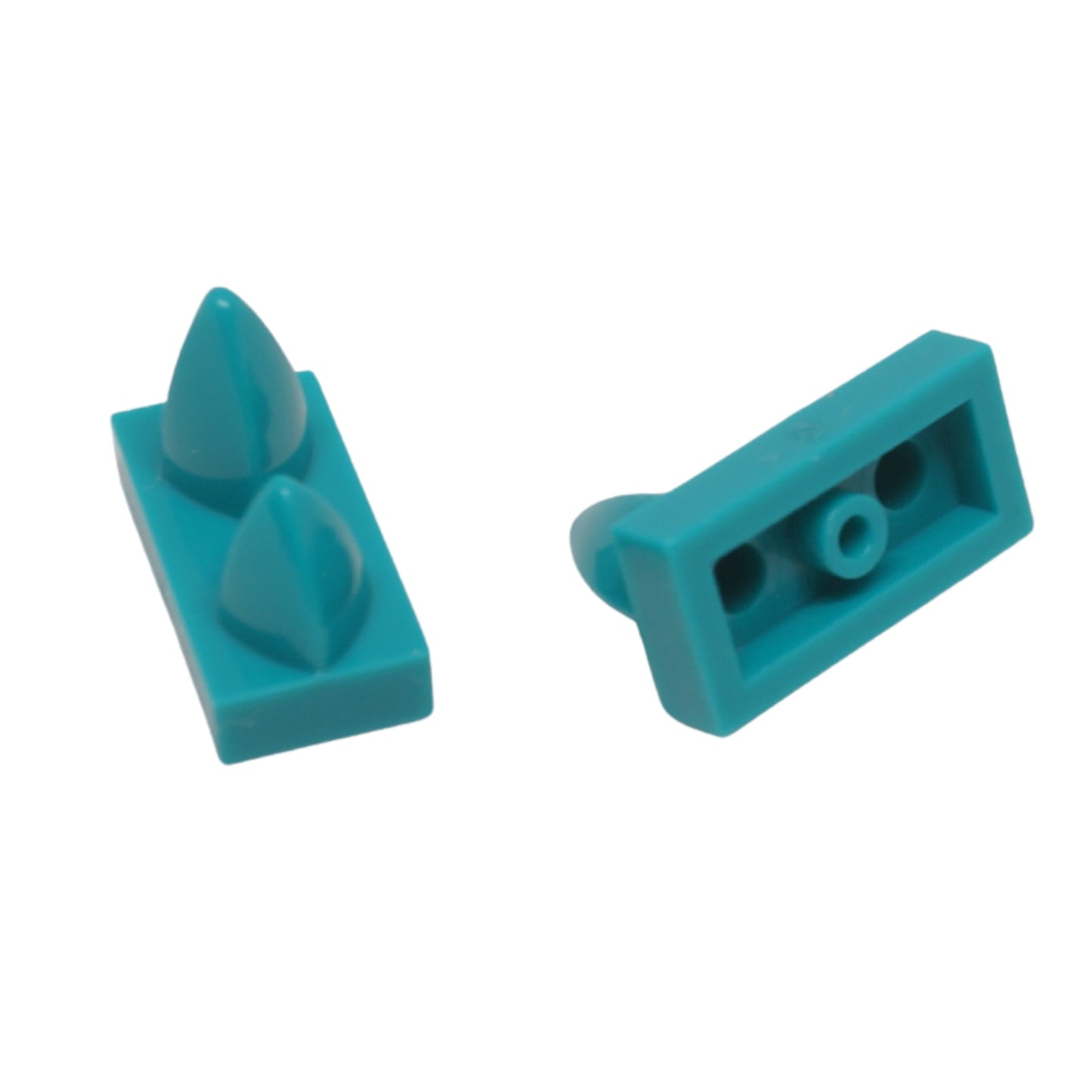 Dark turquoise modified Tile 1 x 2 with 2 vertical teeth for grilles, texture details, and compact builds