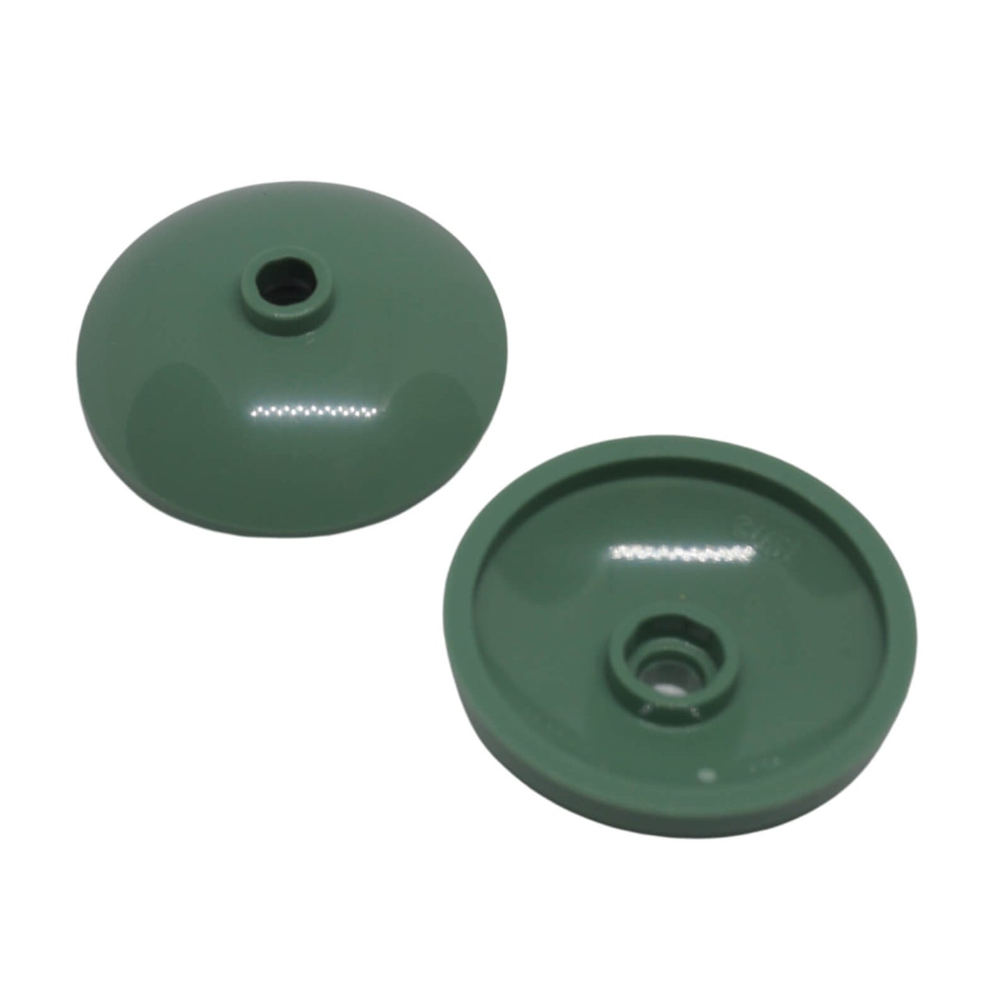 LEGO Dish 3 x 3 Inverted Radar part 43898 shown from top and underside sand green
