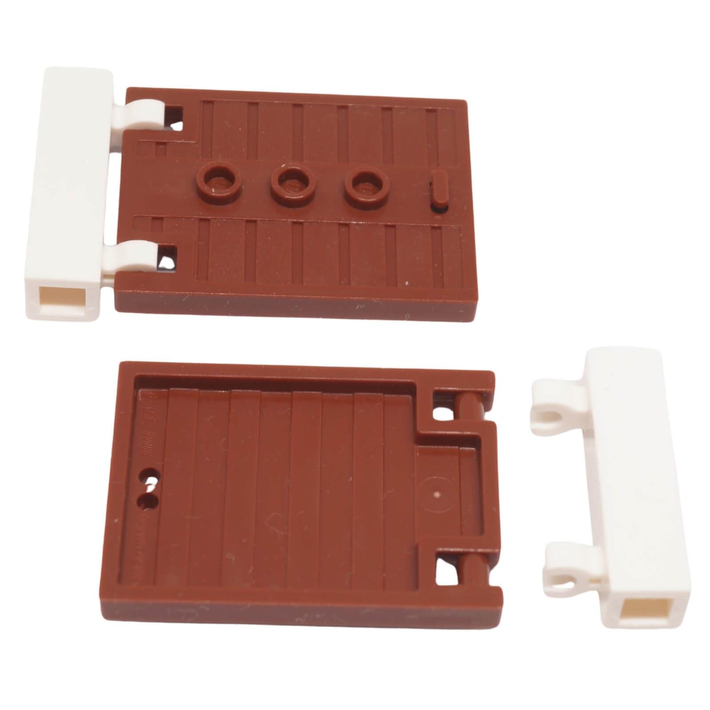 LEGO assembled door bundle with frame and hinged door construction reddish brown