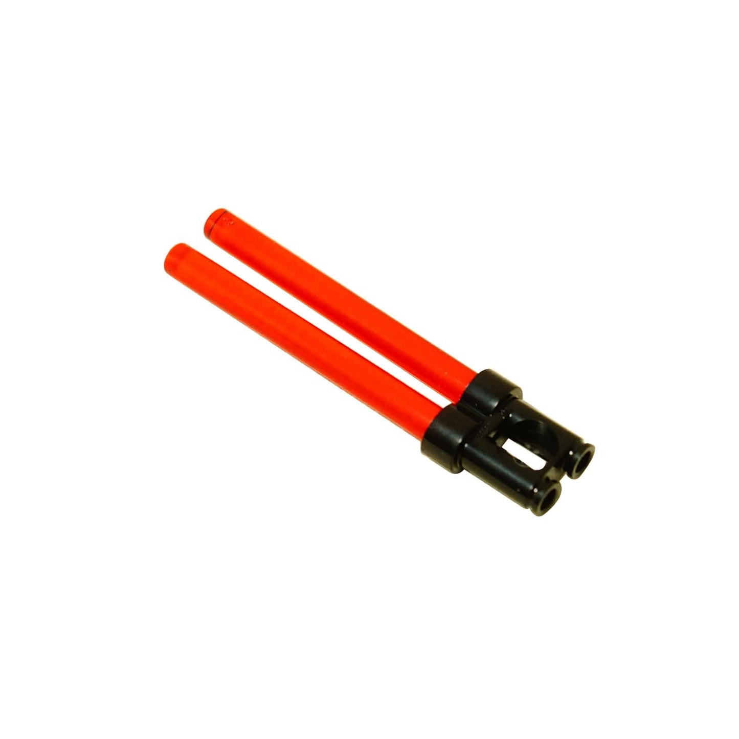 Sable de luz de doble hoja LEGO con dos hojas rojas translúcidas y un pomo negro para minifiguras de Star Wars.