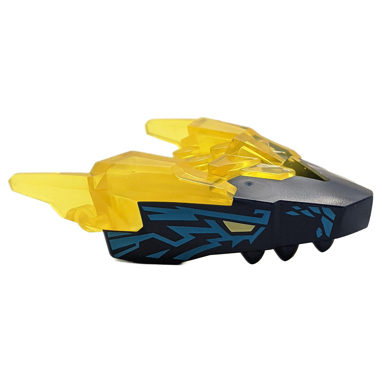 LEGO® trans yellow dragon head upper jaw with horns and blue electric pattern