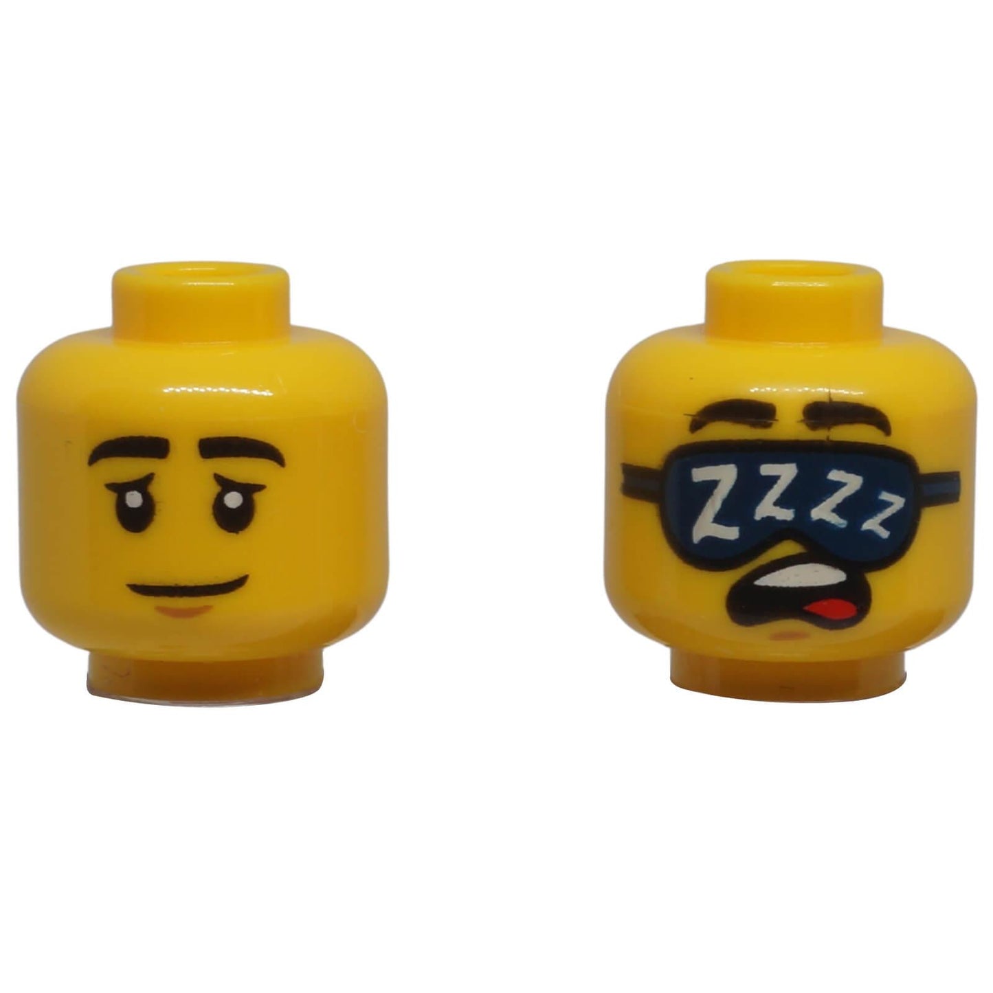 LEGO dual-sided minifigure head 3626pb3476 with smile and sleeping sleep-mask expression