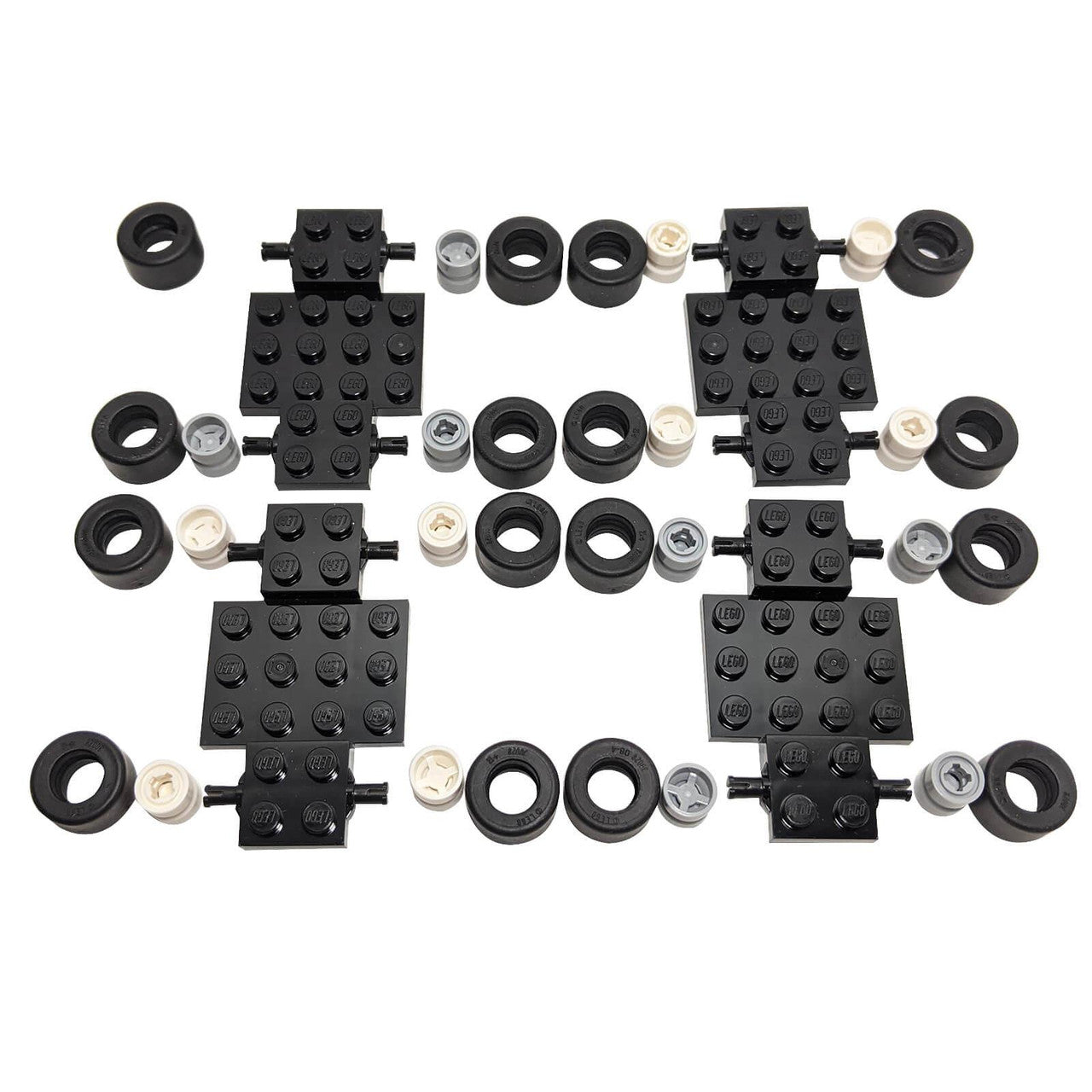 LEGO Tire Wheel Vehicle Base 4x7 Chassis Race Car Set Lot 2441 - 36 Pieces