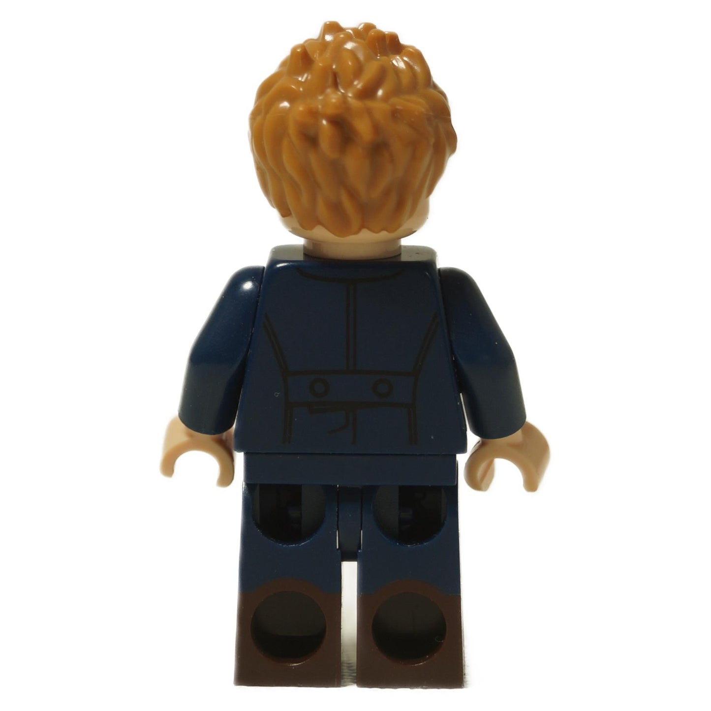 LEGO® Harry Potter Newt Scamander minifigure (colhp17) back view showing dark blue coat and brown shoes.
