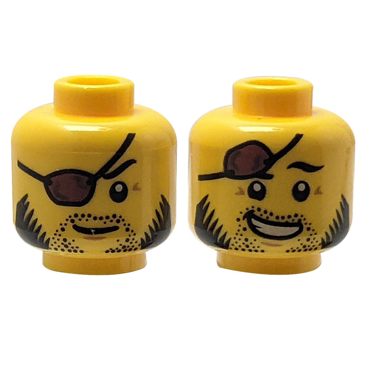 Dual Sided with Reddish Brown Eye Patch - Neutral / Smiling with Raised Eye Patch Pattern - Hollow Stud