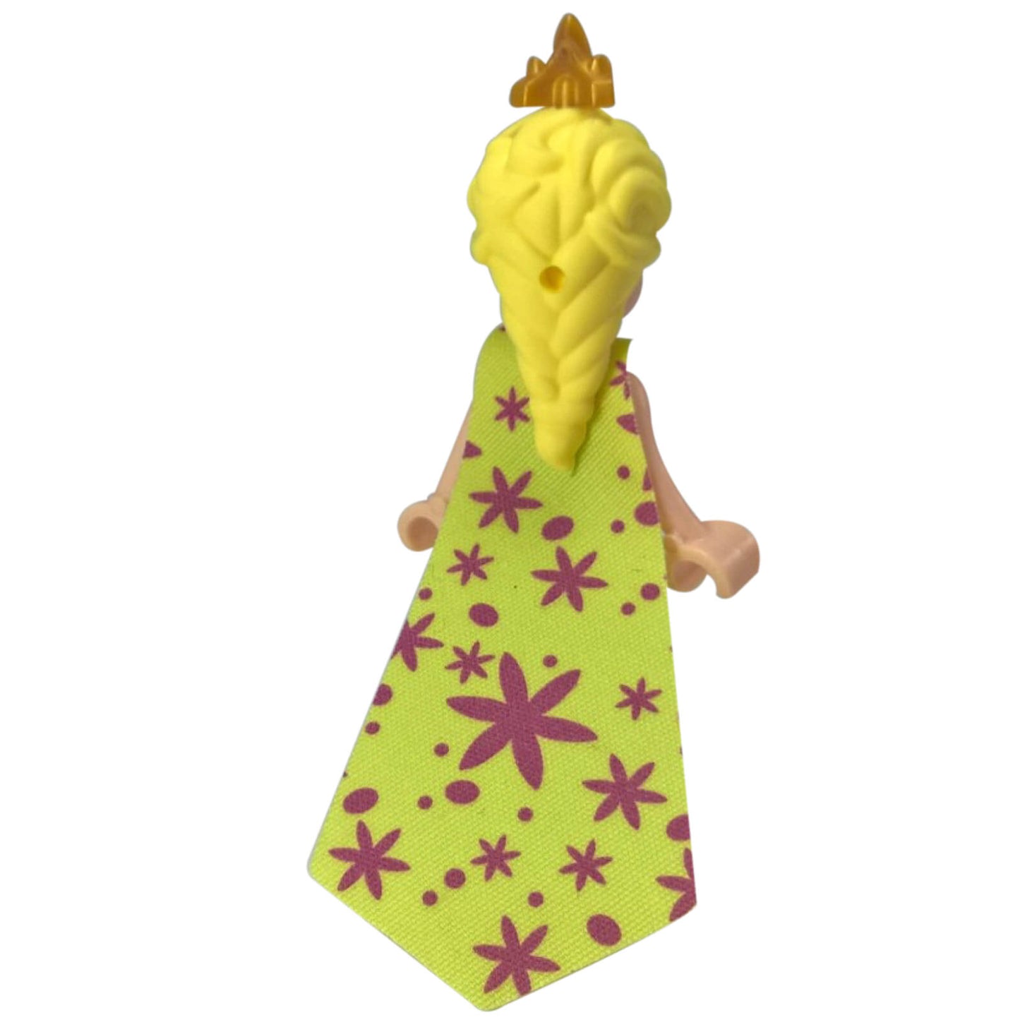LEGO Elsa mini doll dp018 lime dress crown floral print, back profile