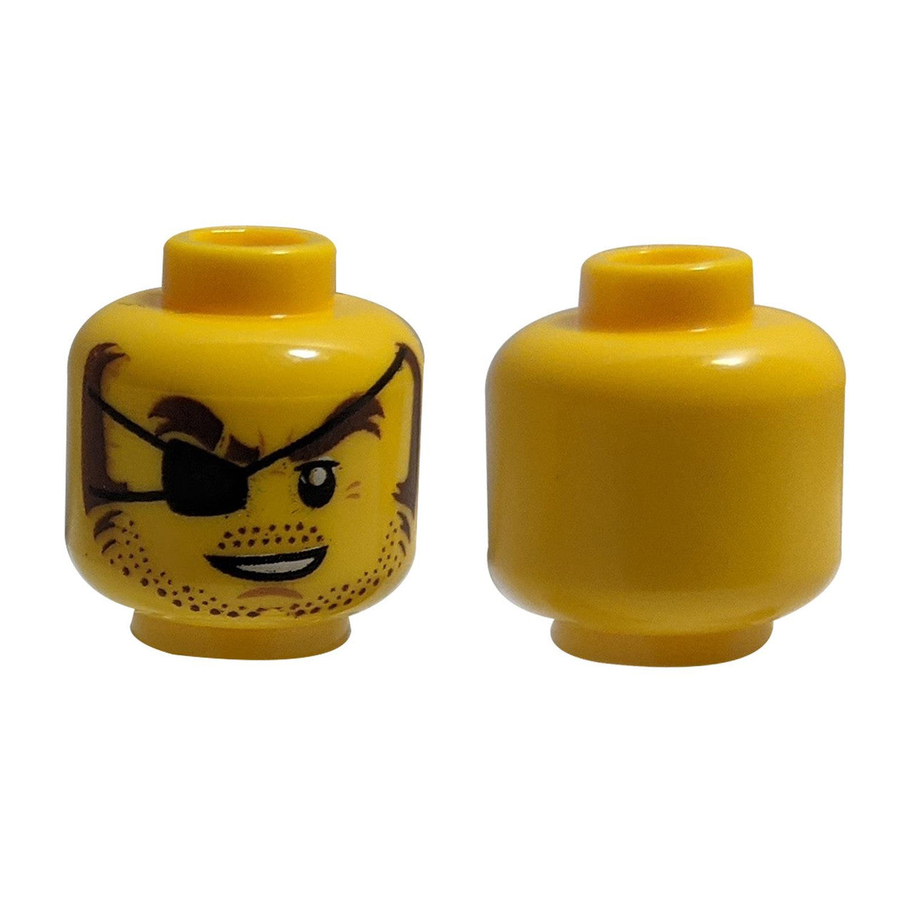 LEGO® minifigure head with black eyepatch, sideburns and facial stubble