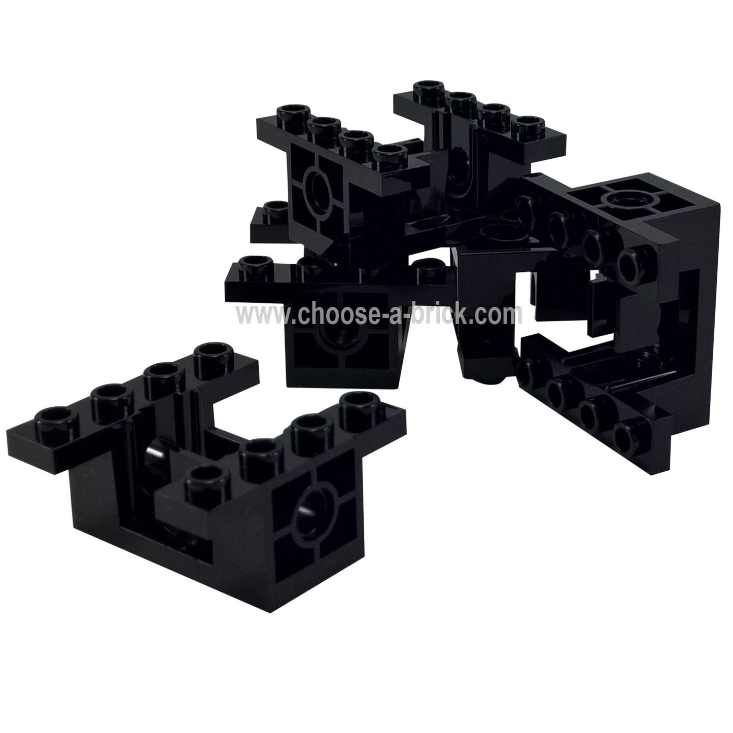 Black LEGO® Technic Gearbox 4x4x1 2/3 pieces (6585) shown on a white background.