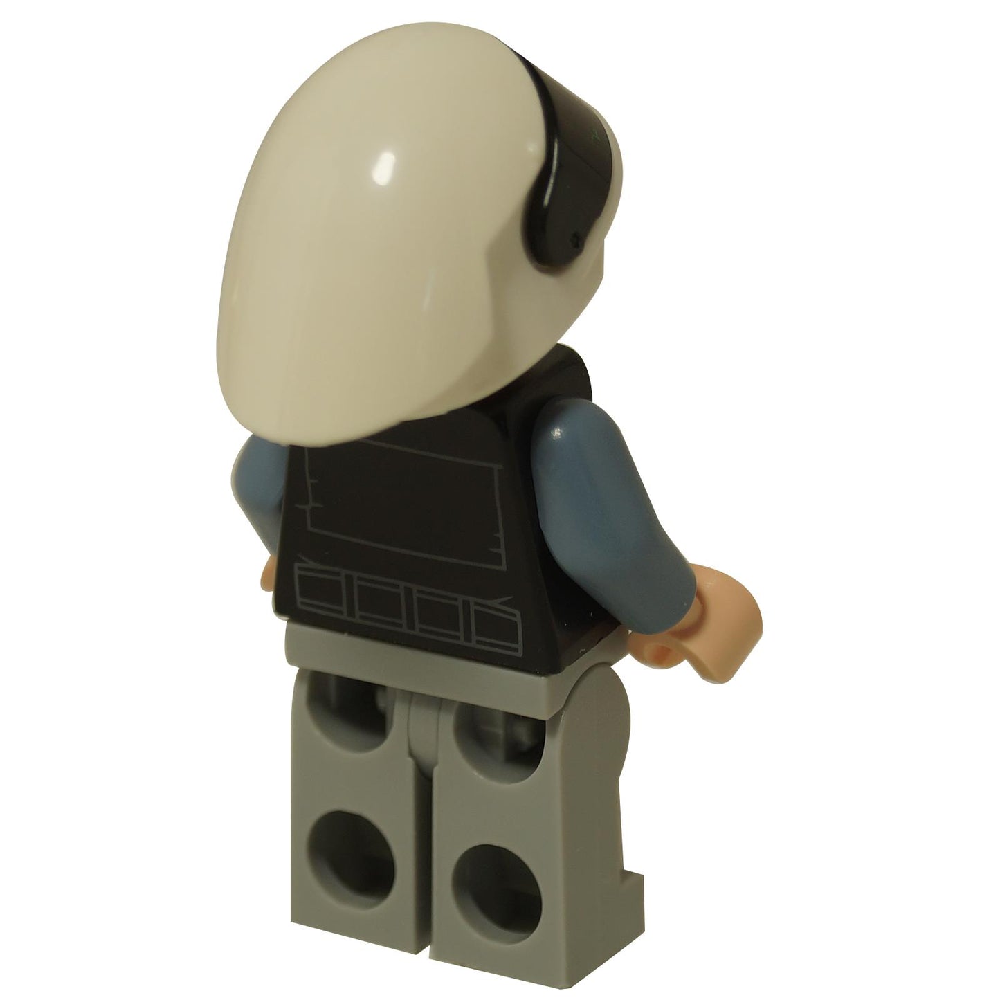 Rear view of the LEGO® Rebel Fleet Trooper female minifigure (sw1392) showing back vest printing and white helmet with black visor.