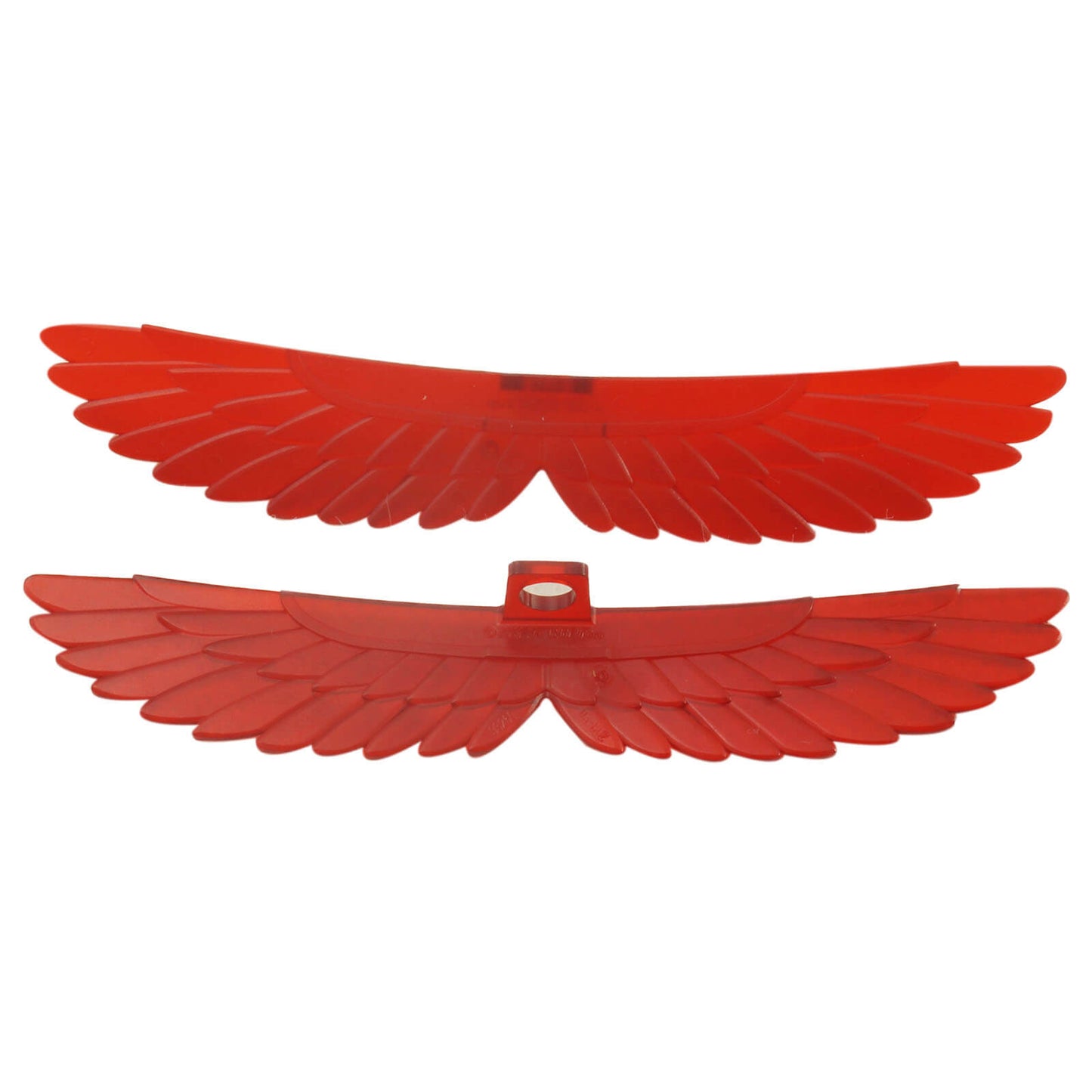 LEGO® feathered minifigure wings with integrated neck bracket accessory trans red