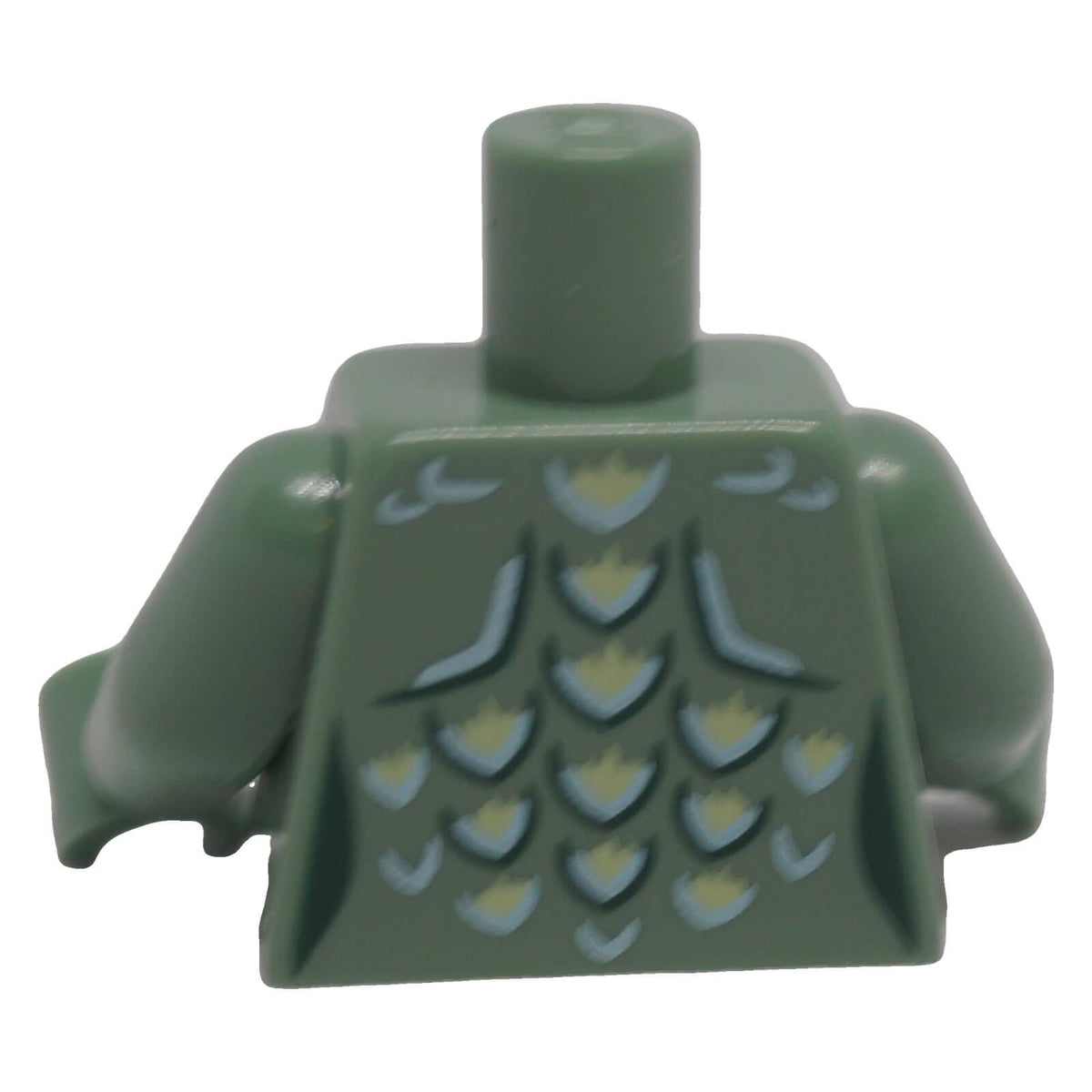 LEGO sand green merperson torso 973pb5093c01 back with overlapping metallic light blue scales