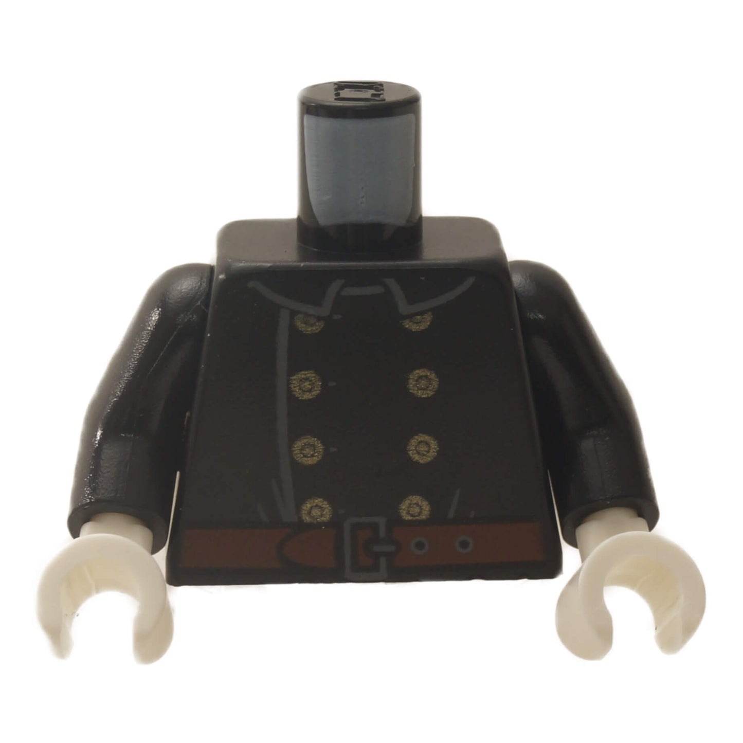 LEGO® fire uniform torso with eight gold buttons, brown belt print and black arms
