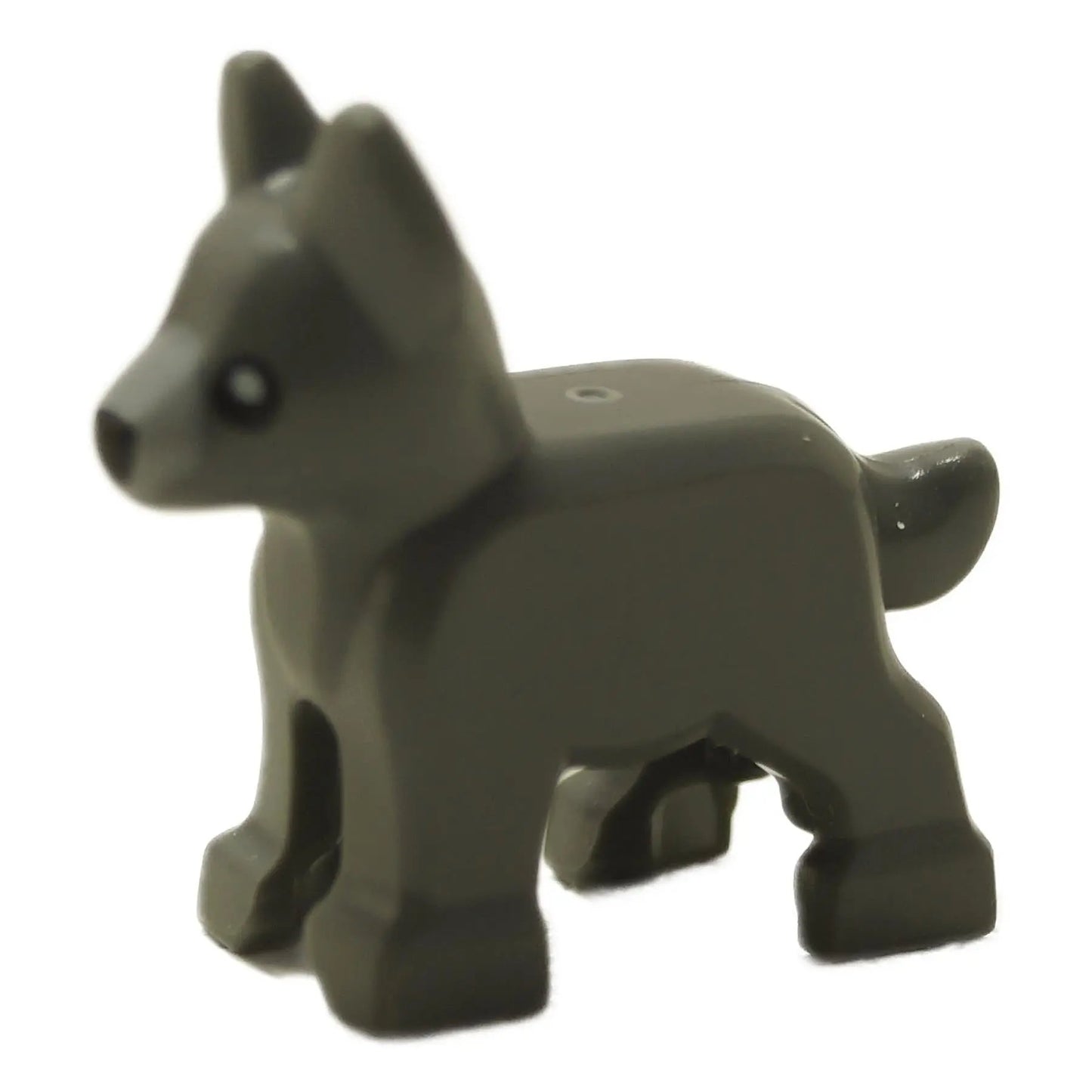 German Shepherd puppy figure in dark gray with light muzzle, shown from front angle
