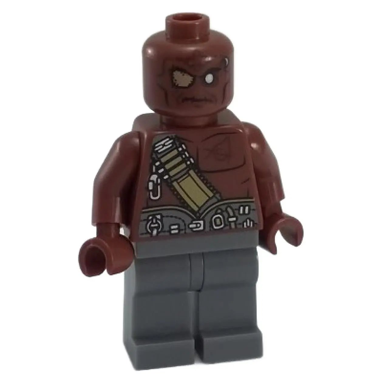 LEGO Gunner Zombie minifigure poc014 with undead face and bandolier torso