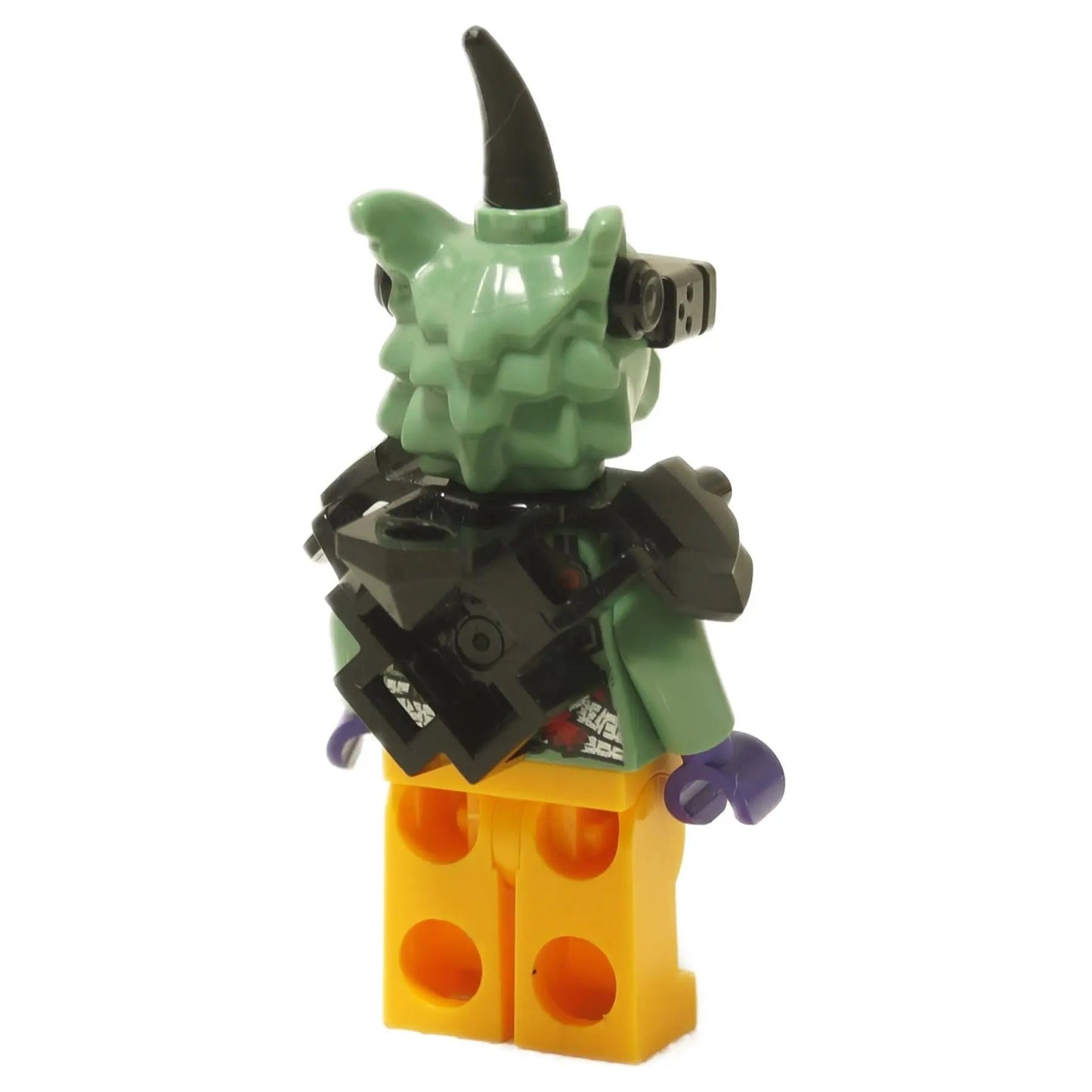 LEGO® Hausner minifigure back view with black shoulder armor and scabbard attachment close-up