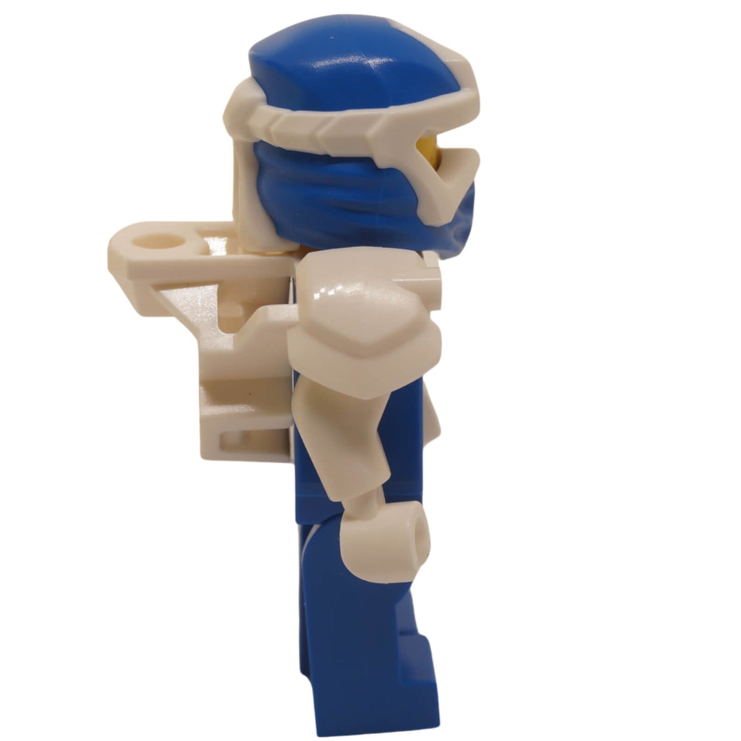 LEGO® NINJAGO® Jay Digi Jay minifigure side view with blue hood and shoulder armor Season 12