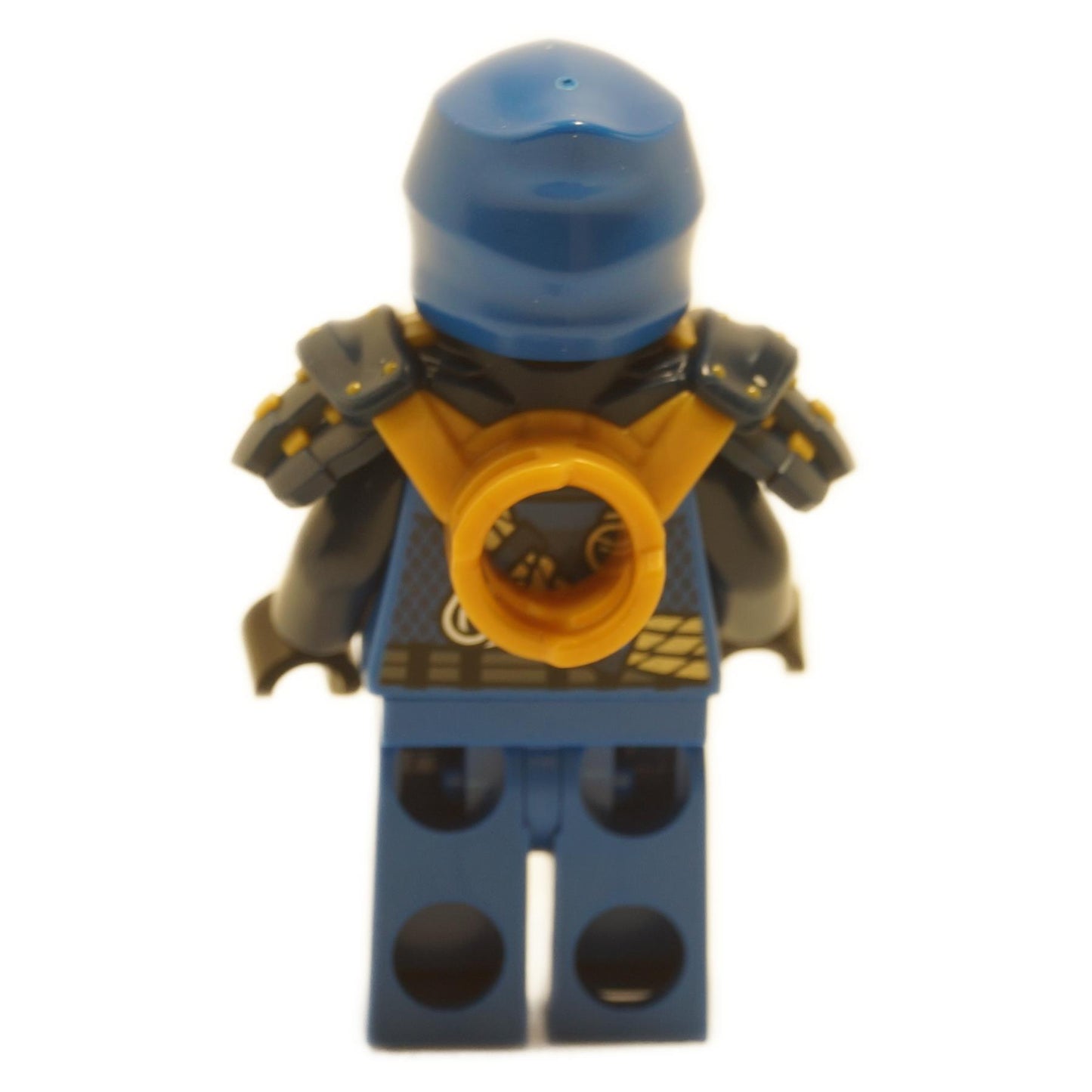 Back view of Jay minifigure from Dragons Rising Climber njo0873 with blue outfit, printed back detail, and shoulder armor attachment