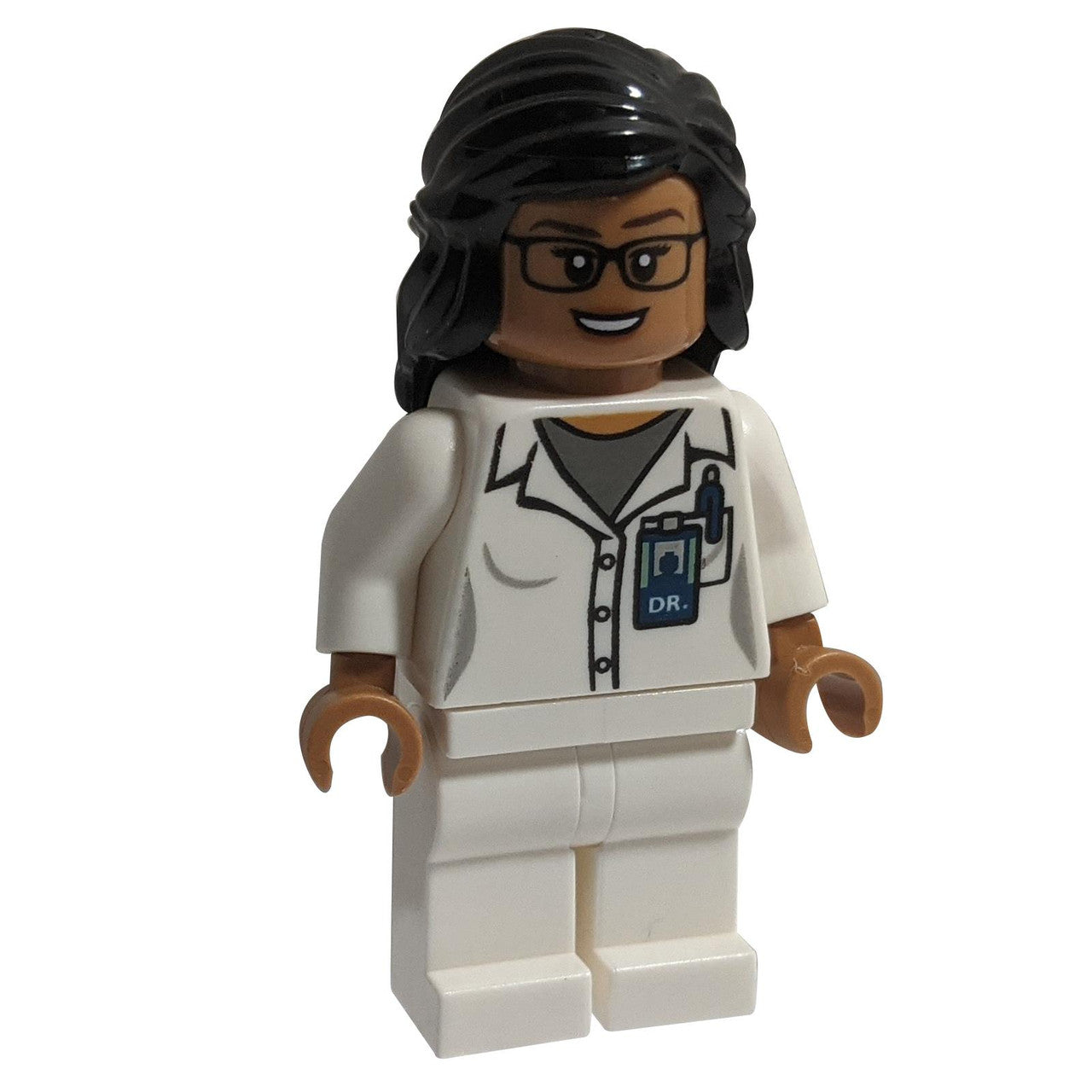 Allison Miles minifigure with white lab coat and glasses print