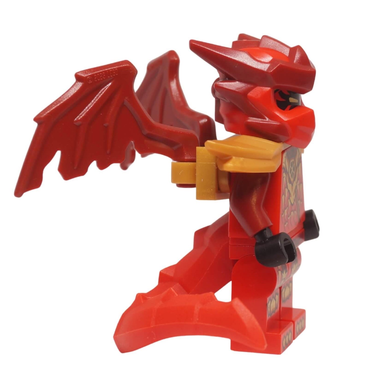Kai dragon form minifigure right side view red wings tail armor njo1048