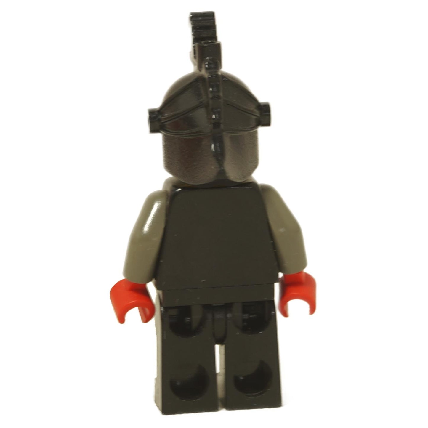 LEGO® Knights Kingdom I Cedric the Bull minifigure back view with black helmet and dark torso close-up