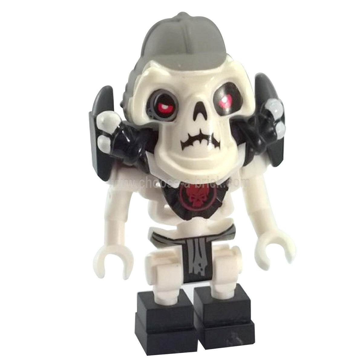 LEGO® NINJAGO Kruncha Minifigurka – Wojownik Szkielet z Czarny Zbroją, Szarym Hełmem i Czerwony Oczami z Wzrostu Węży.
