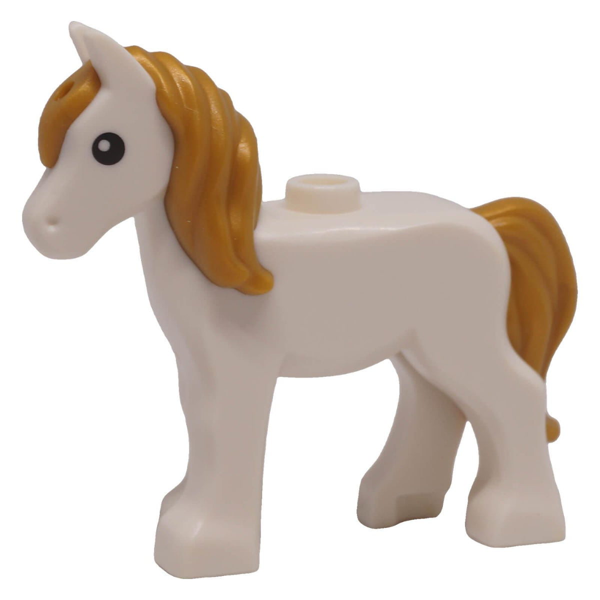 LEGO® 112958pb03 white foal with pearl gold mane and tail left side view
