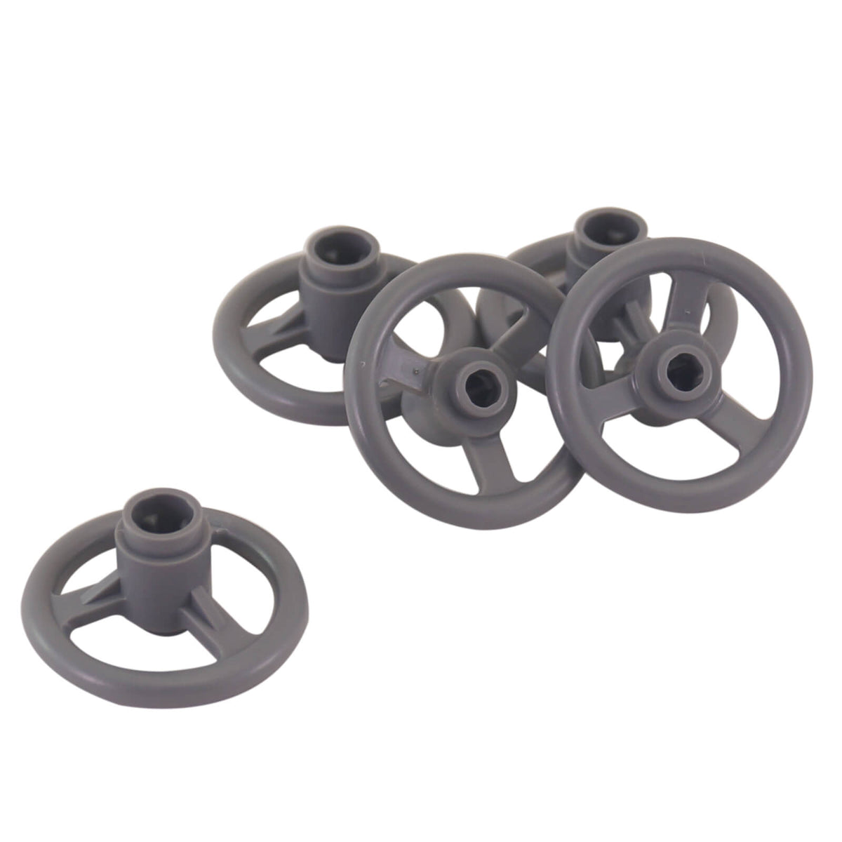 5 dark bluish gray LEGO® Technic Small Steering Wheels 2819 with three-spoke design and 3-stud diameter