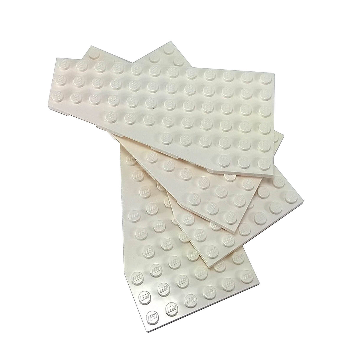 LEGO® Part 30355 Wedge Plate 12 x 6 Left in black, large flat studded plate with a tapered angled edge in white