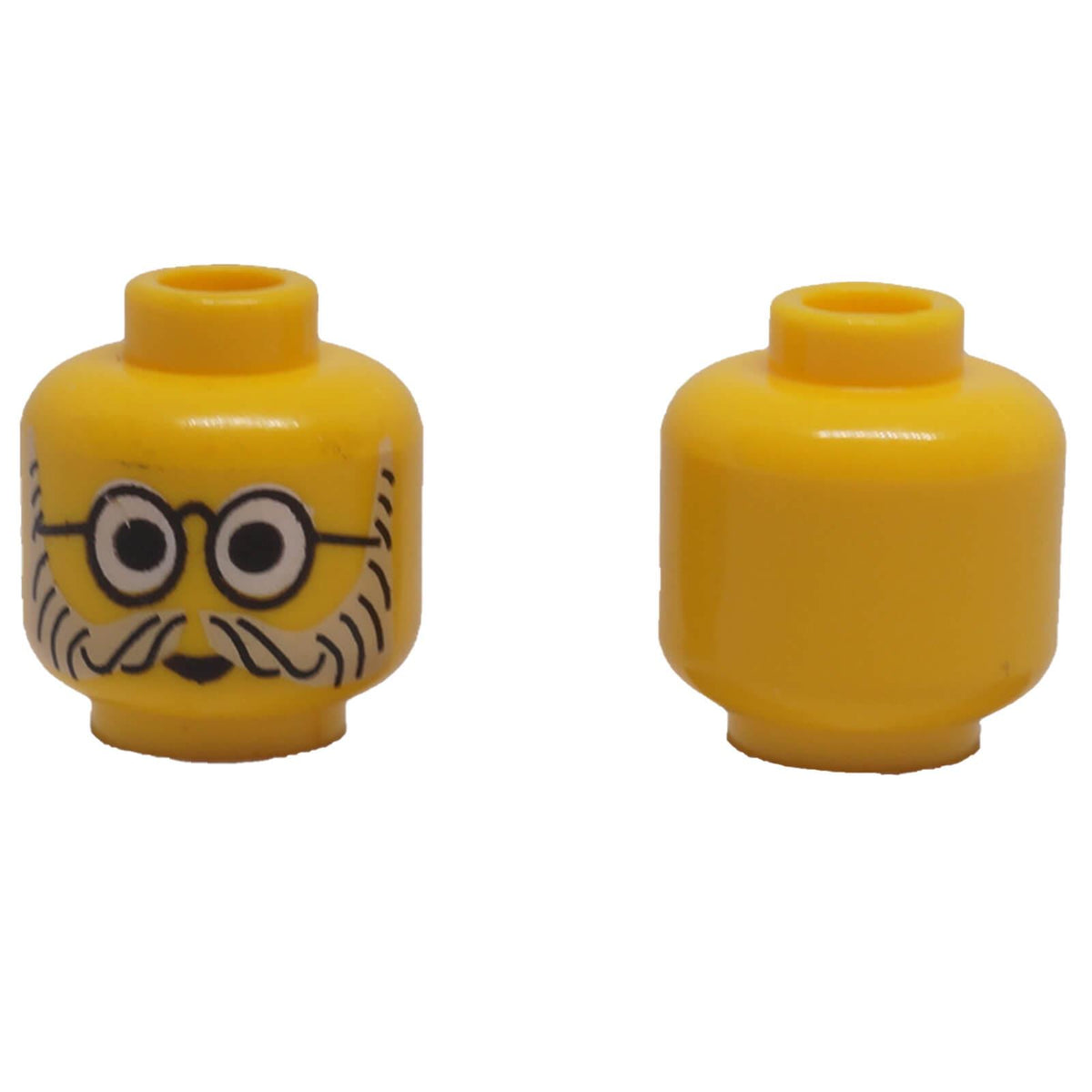LEGO® 3626pa1 yellow minifigure head with round glasses, gray beard and moustache