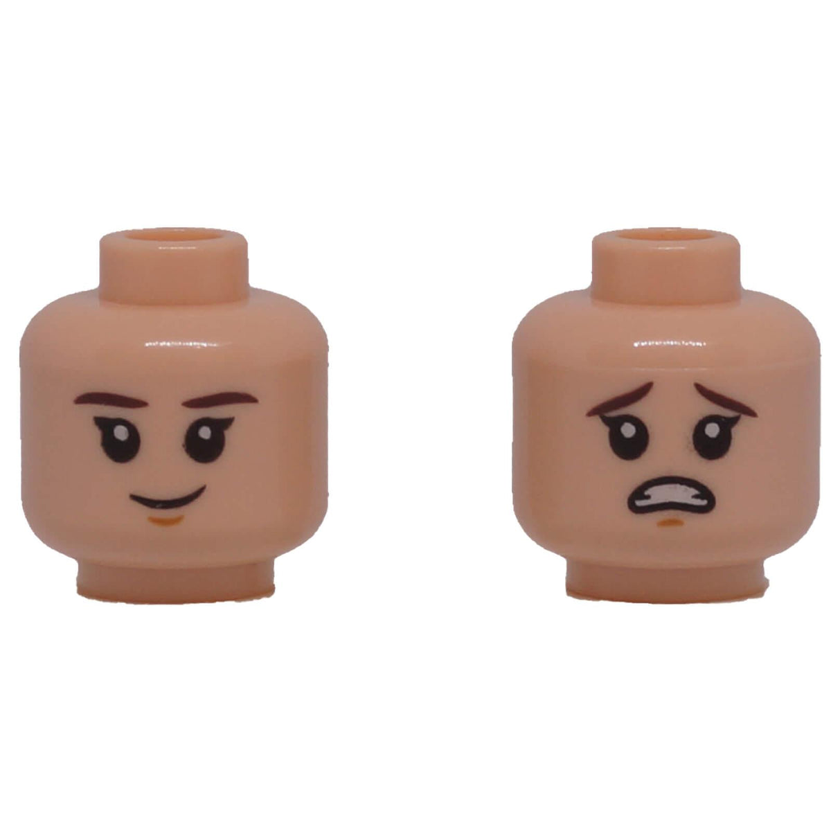 LEGO® 3626pb2169 Child Female Minifigure Head with Grin and Scared Expressions - Light Nougat