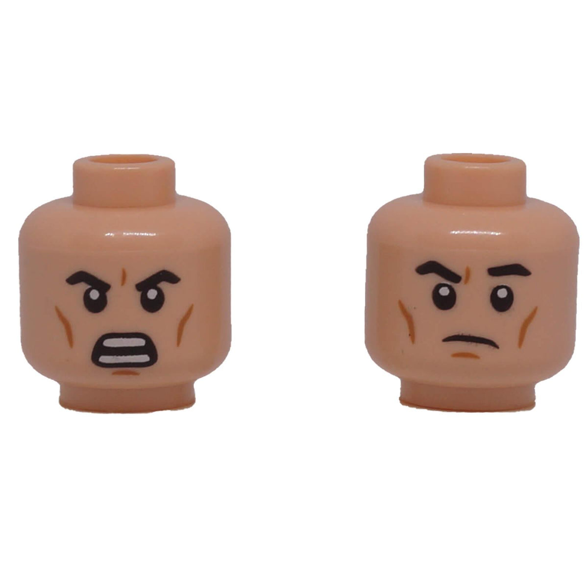 LEGO® 3626pb2840 Male Minifigure Head with Dual-Sided Frown and Open Scowl - Light Nougat