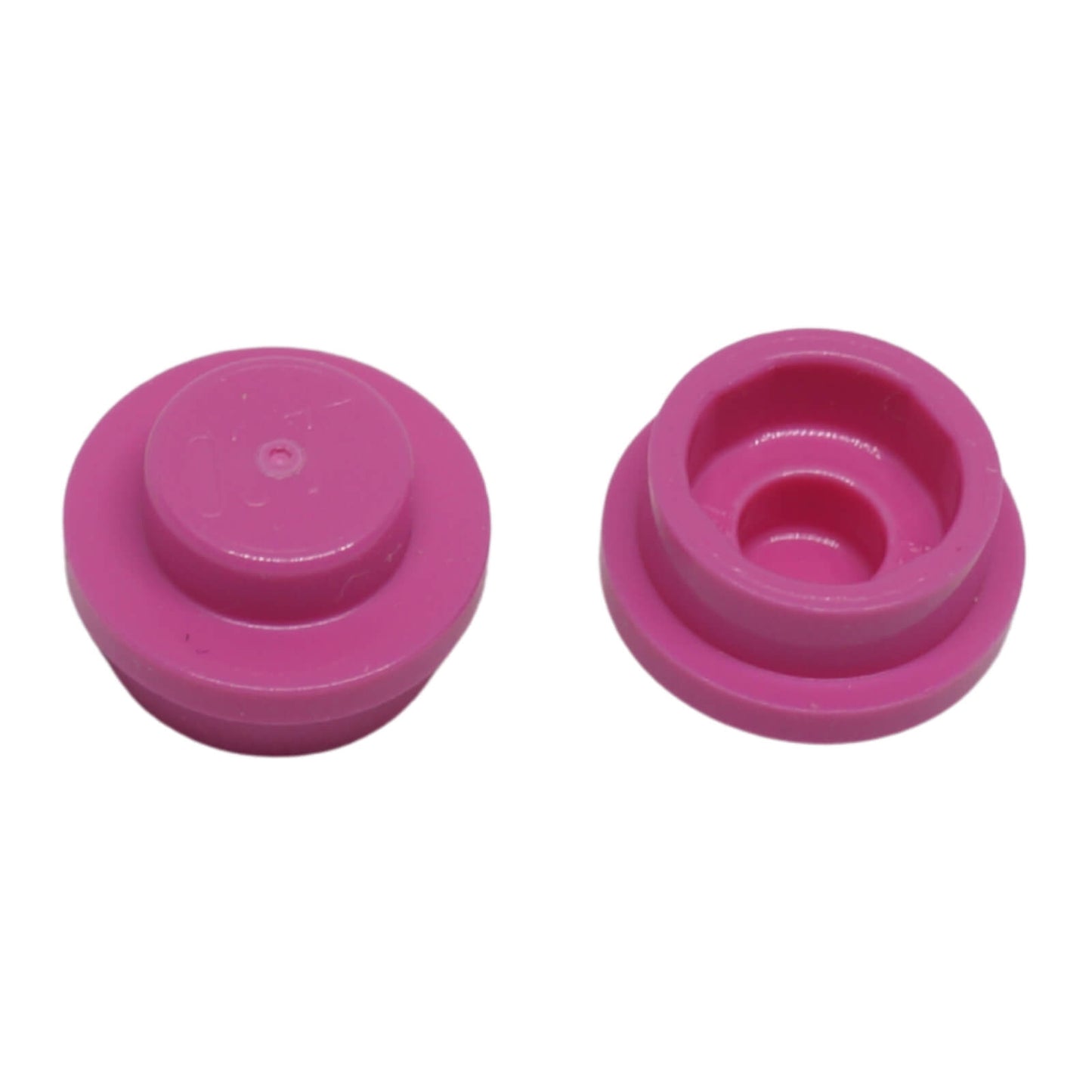 Plate Round 1 x 1 in dark pink– LEGO® part 4073, small round stud used for detailing and connection points