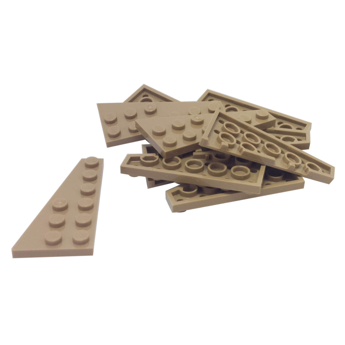 Shop LEGO® Part 54384 Wedge Plate 6 x 3 Left in multiple colours. Pairs with right wedge 54383 for spaceship wings, aircraft and custom LEGO® builds. dark tan
