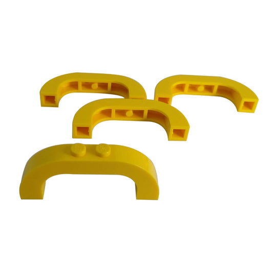 LEGO® Arch 1 x 6 x 2 Curved Top 6183 in Yellow, showing the smooth upper curve, studs and open underside.
