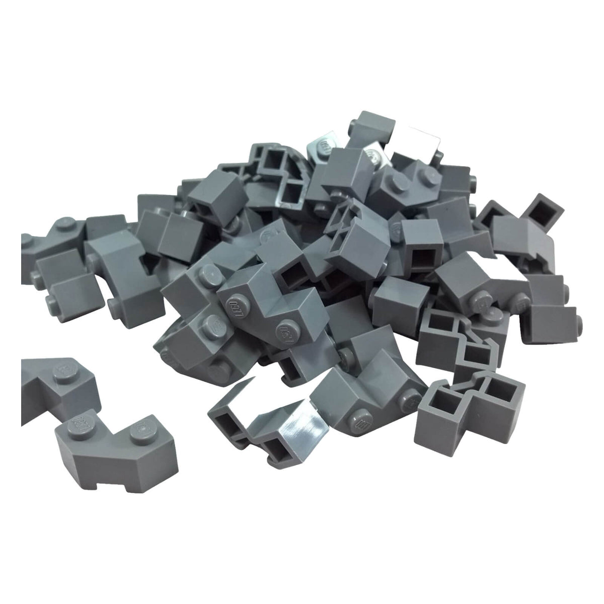 LEGO® 87620 Brick, Modified Facet 2 x 2 in Light Bluish Gray with two studs and angular faceted sides