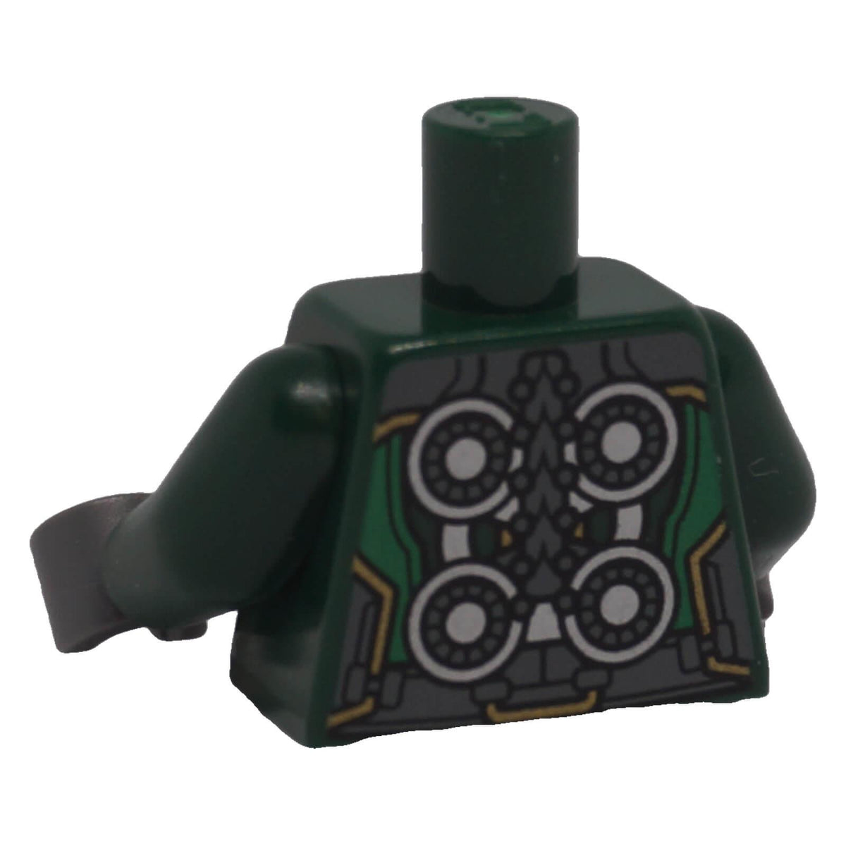 LEGO® dark green armor torso 973pb4179c01 back with four silver circles and gold detailing