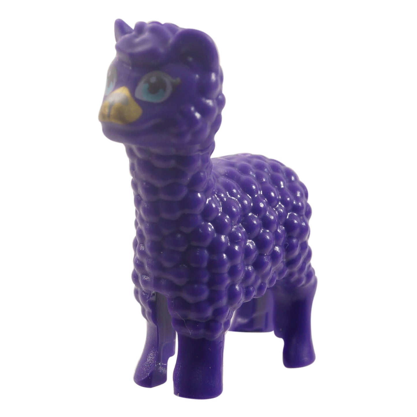 LEGO alpaca llama dark purple animal figure 65405pb01 with blue eyes and gold muzzle