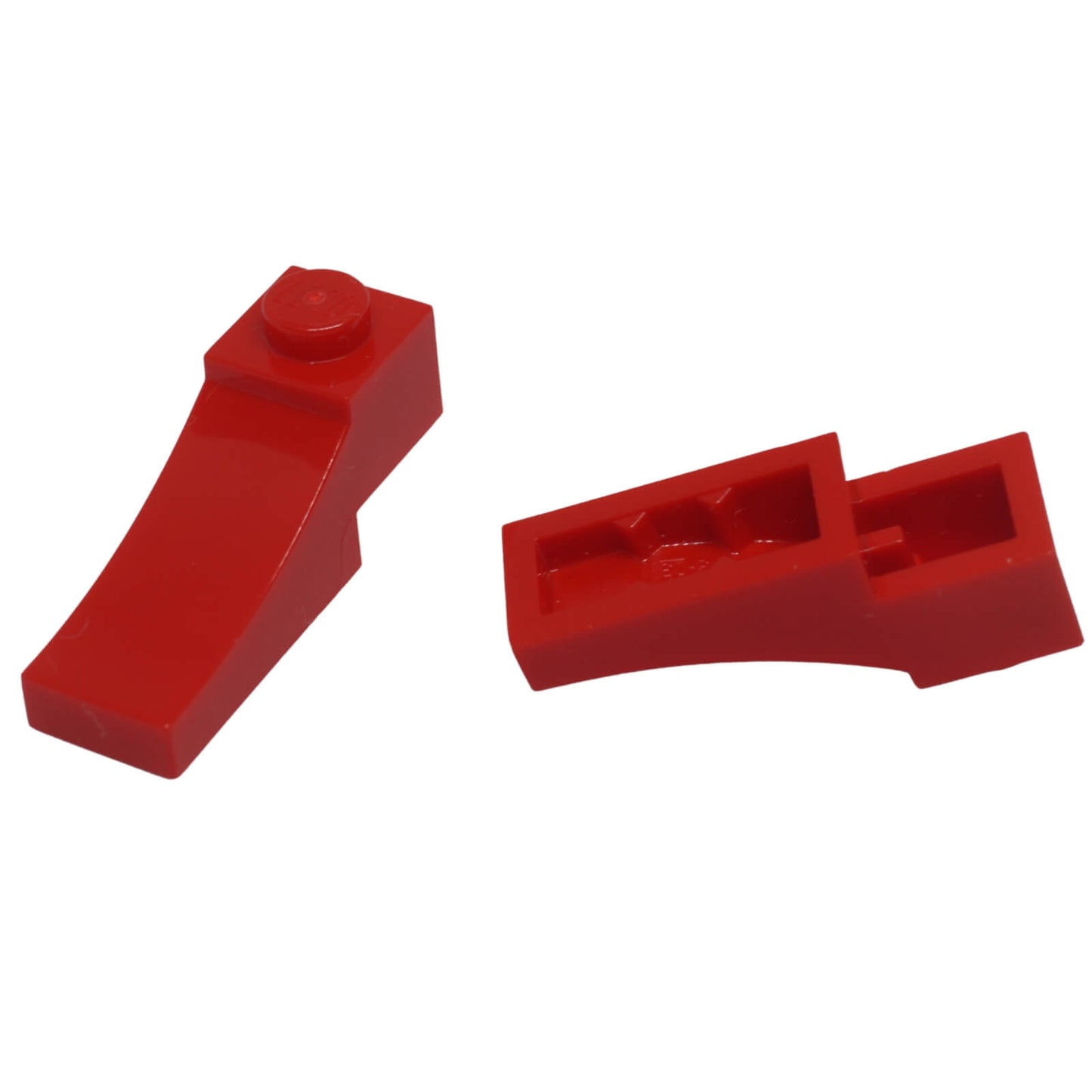 LEGO® Arch 1 x 3 Inverted in red, used for decorative arches, doorways, and smooth underside detailing
