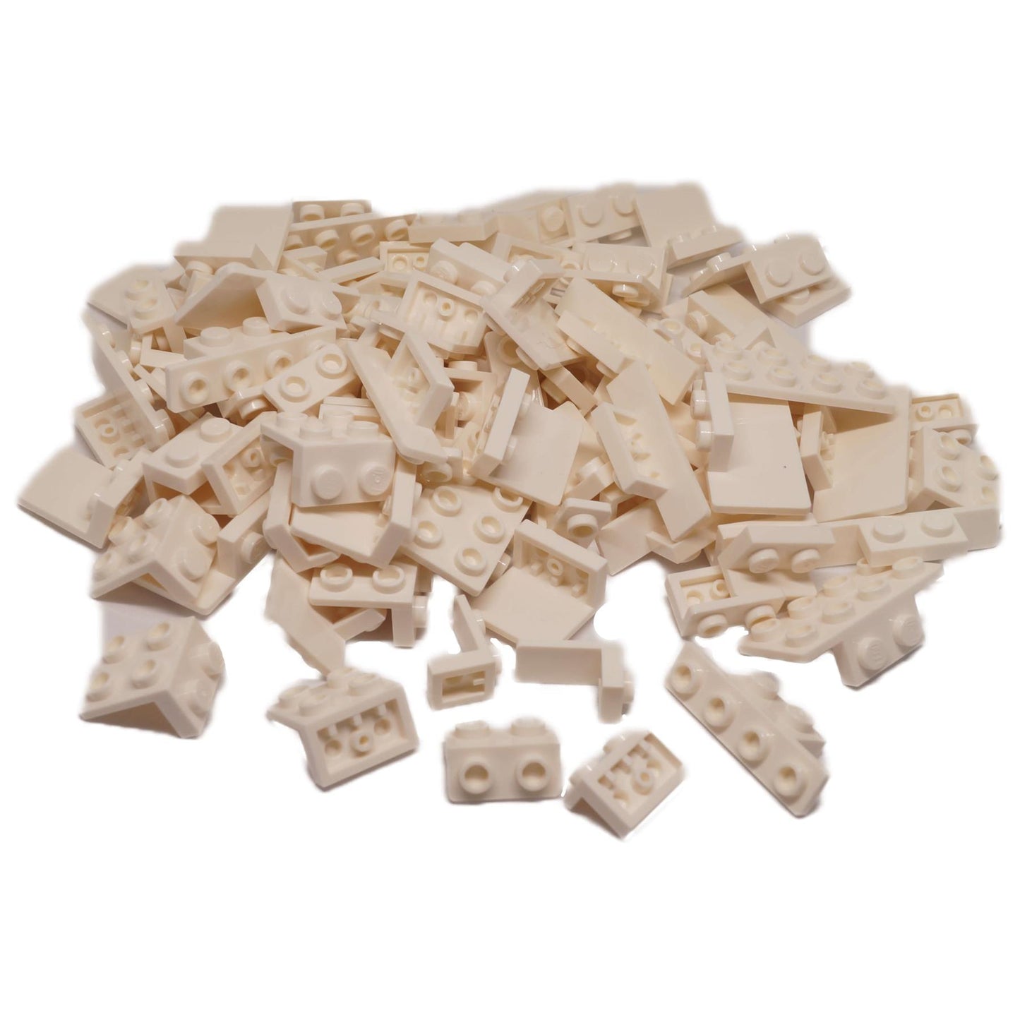 Mixed lot of 100 LEGO® brackets in white including inverted and standard types