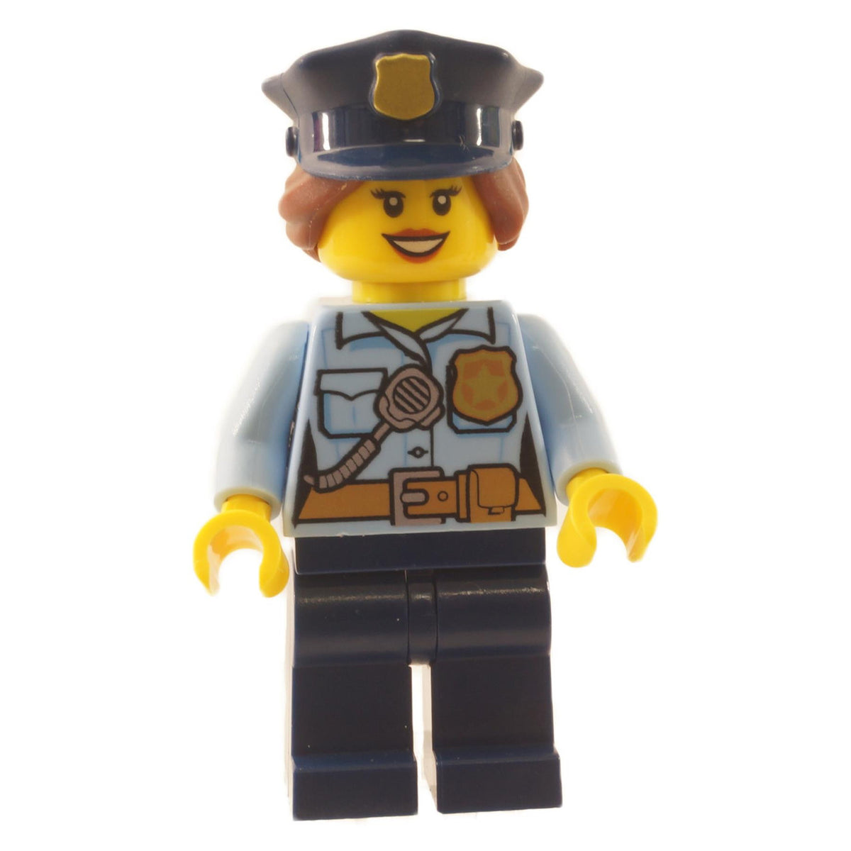 Female Police cty1146 with Dark Blue Police Hat and light blue uniform.