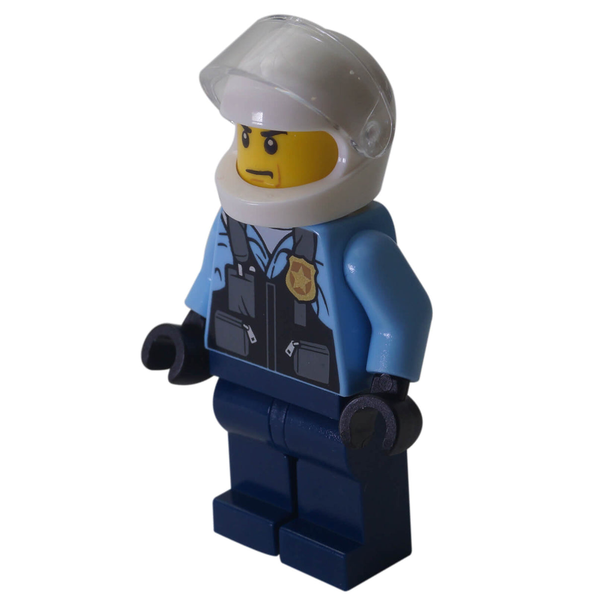 LEGO® City Motorcyclist Police Minifigure cty1143 with white motorcycle helmet side 2
