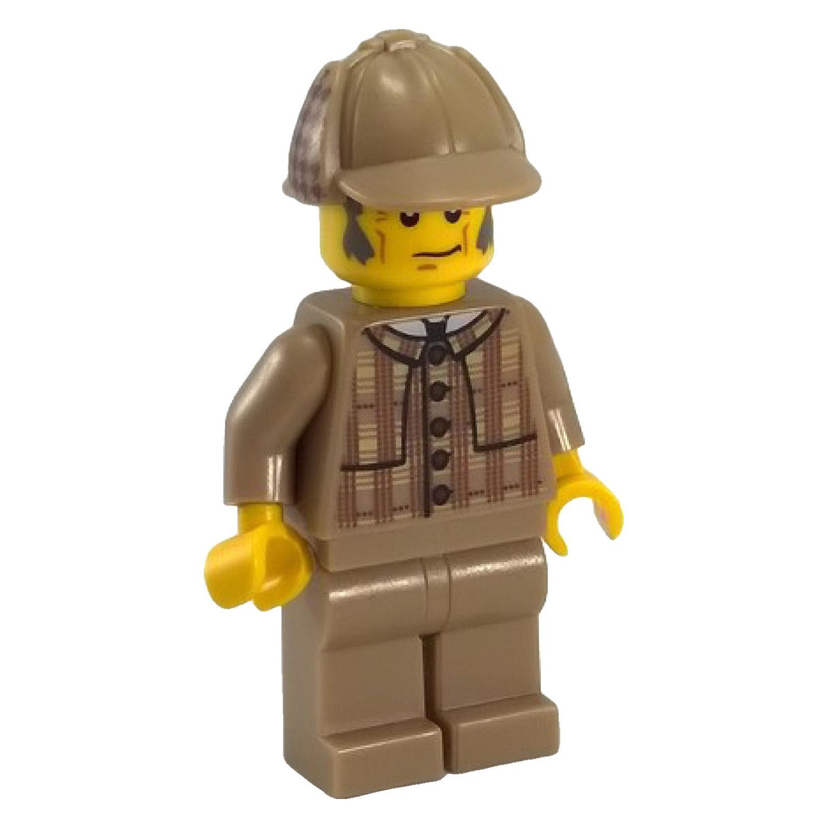 LEGO® Detective Series 5 col075 front view with tan checked jacket and detective cap